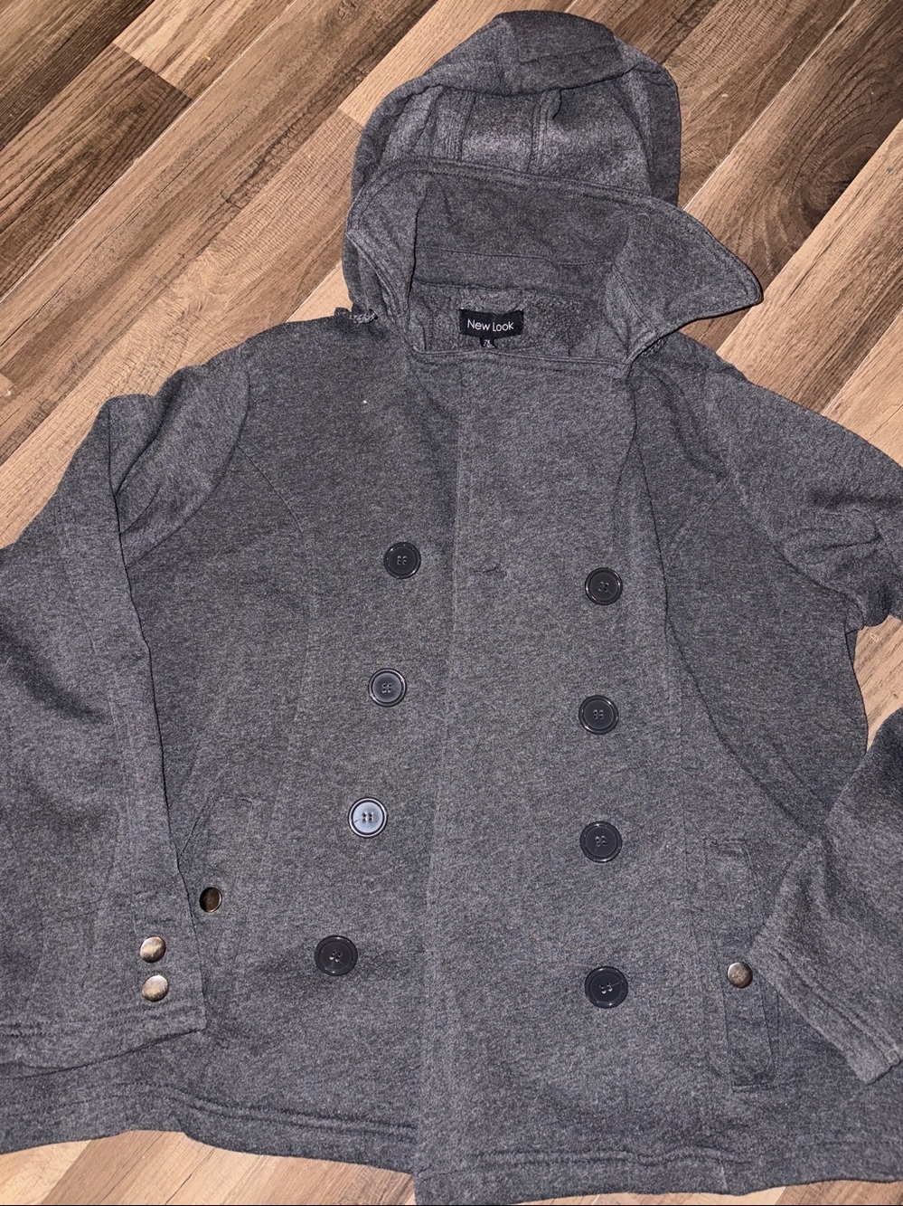 New Look Hooded Jersey Peacoat